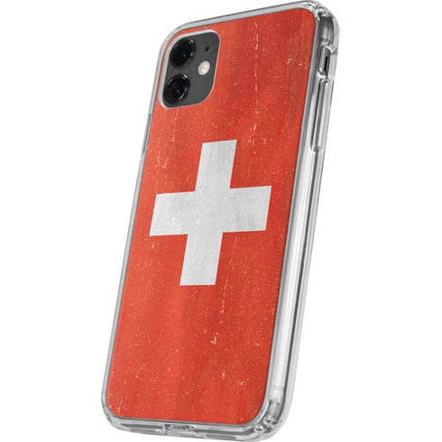 Switzerland Flag Distressed iPhone 11 Clear Case
